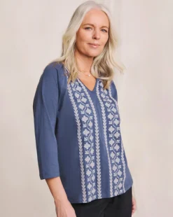 Julipa Embroidered Notch Neck Top