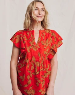 Julipa Flutter Sleeve Pintuck Blouse