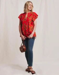 Julipa Flutter Sleeve Pintuck Blouse