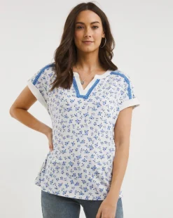 Julipa Lace Notch Neck Top