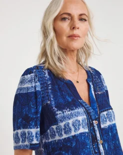 Julipa Lace Trim Button Down Blouse