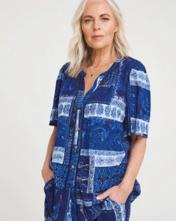 Julipa Lace Trim Button Down Blouse