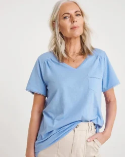 Julipa Linen Mix V-Neck Pocket T-Shirt