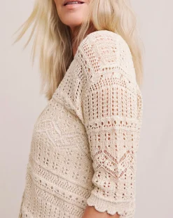 Julipa Lurex Pointelle Short Sleeve Cardigan