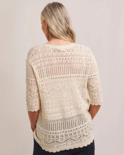 Julipa Lurex Pointelle Short Sleeve Cardigan