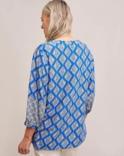 Julipa Mix Print Notch Neck Blouse