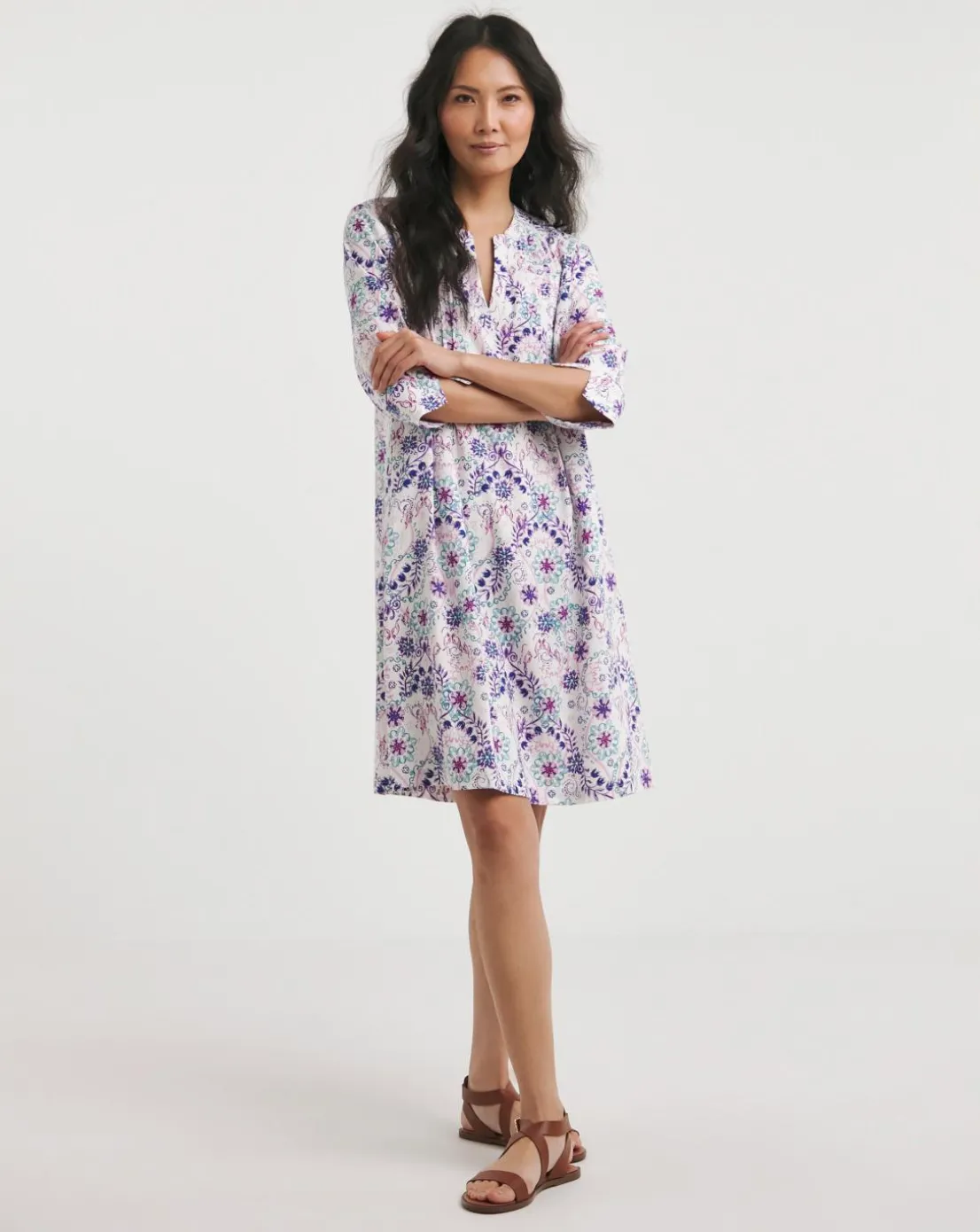 Julipa Pintuck Linen Mix Shift Dress