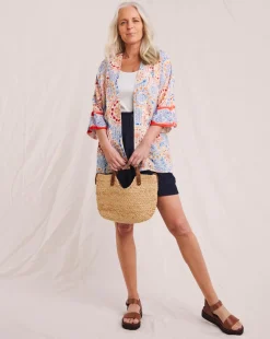 Julipa Printed Embroidered Crinkle Kimono