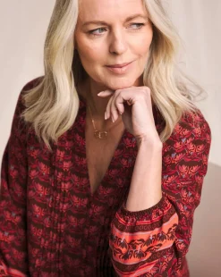 Julipa Printed Pintuck Blouse