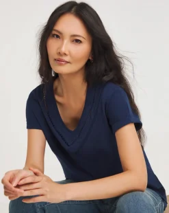 Julipa V Neck Lace Trim T-Shirt