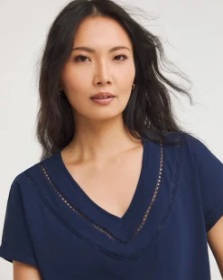 Julipa V Neck Lace Trim T-Shirt