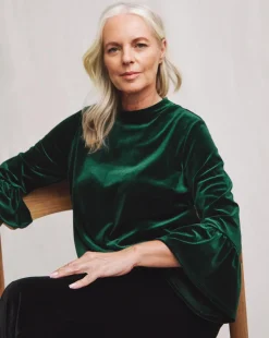 Julipa Velour Flared Sleeve Top