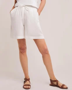 Julipa White Linen Mix Shorts