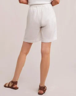 Julipa White Linen Mix Shorts