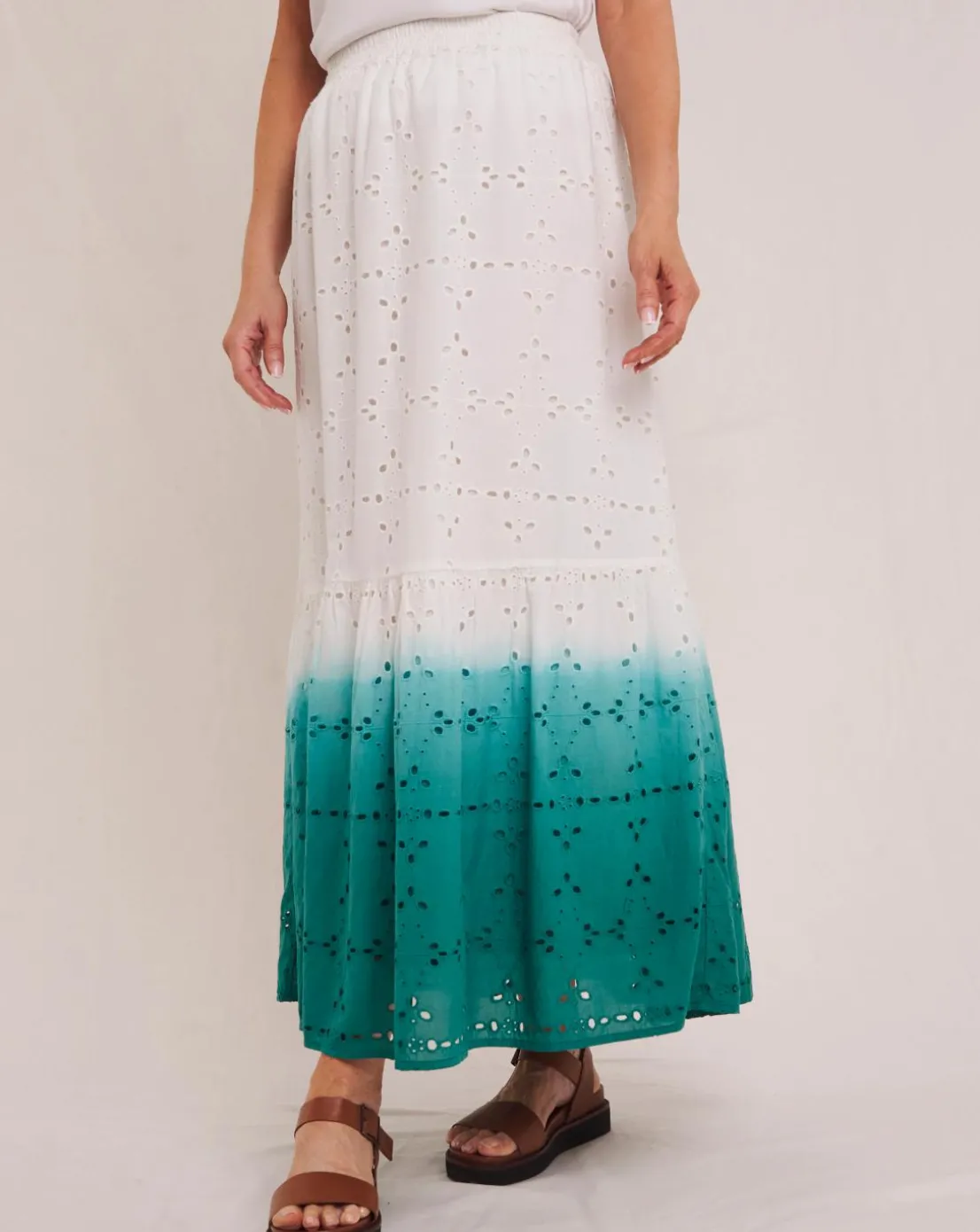 Julipa White Ombre Broderie Skirt