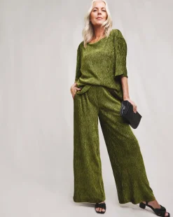 Julipa Wide Leg Crinkle Velour Trouser