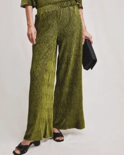 Julipa Wide Leg Crinkle Velour Trouser