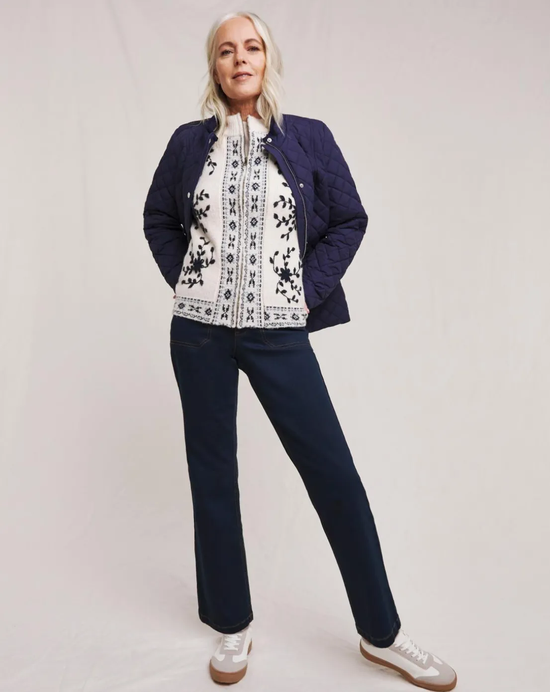 Julipa Zip Up Embroidered Knitted Jacket