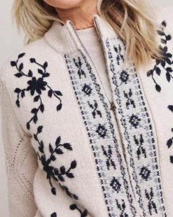 Julipa Zip Up Embroidered Knitted Jacket