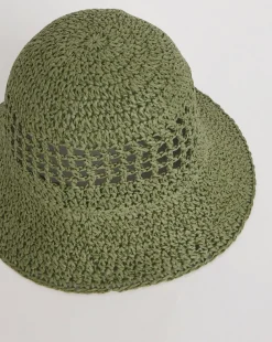 Khaki Crochet Straw Hat