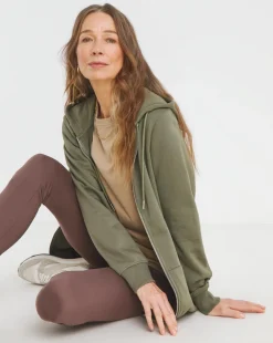 Khaki Longline Zip Hoodie