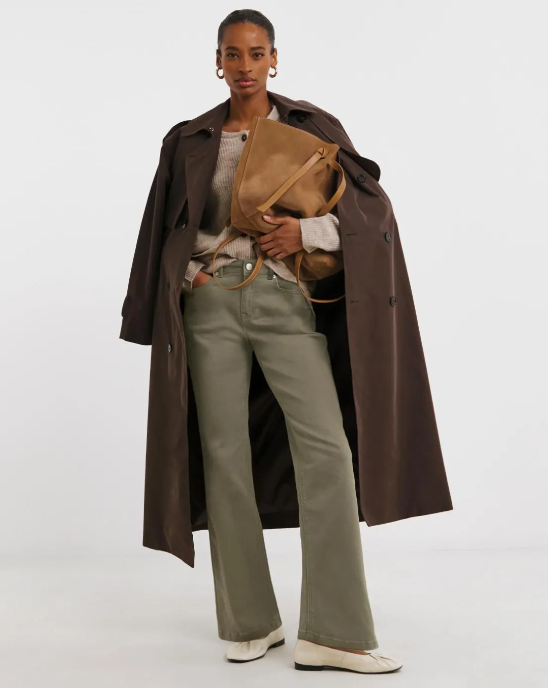 Khaki Straight Leg Jeans