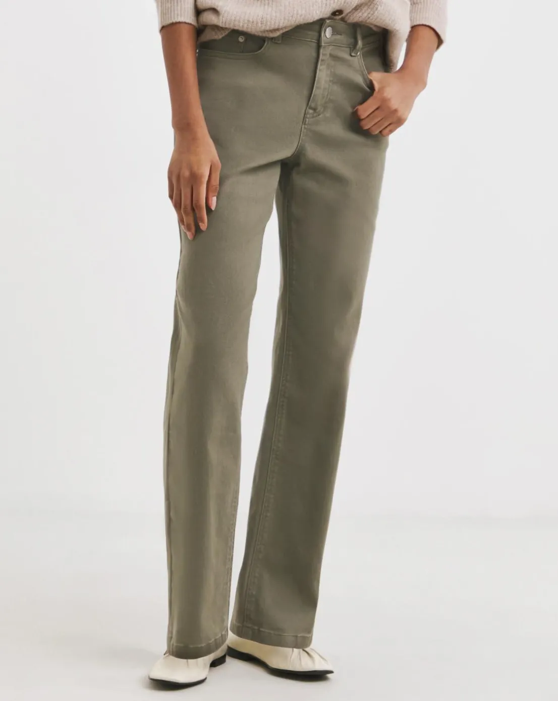 Khaki Straight Leg Jeans