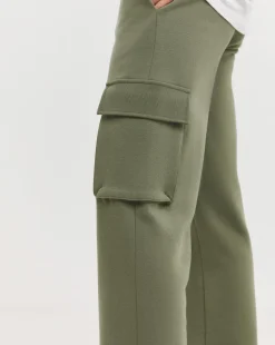 Khaki Wide Leg Cargo Joggers