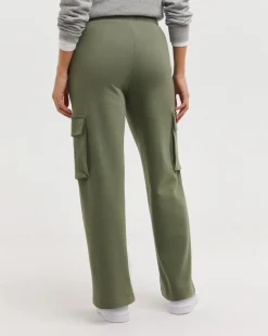 Khaki Wide Leg Cargo Joggers