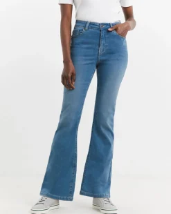 Kim Mid Blue High Waist Super Soft Bootcut Jeans