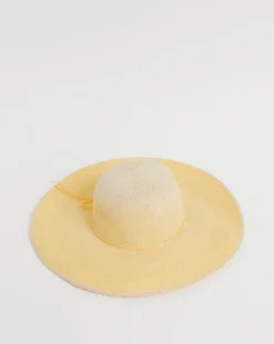 Lemon Ombre Wide Brim Straw Hat