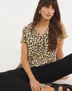 Leopard Longline Trim Top
