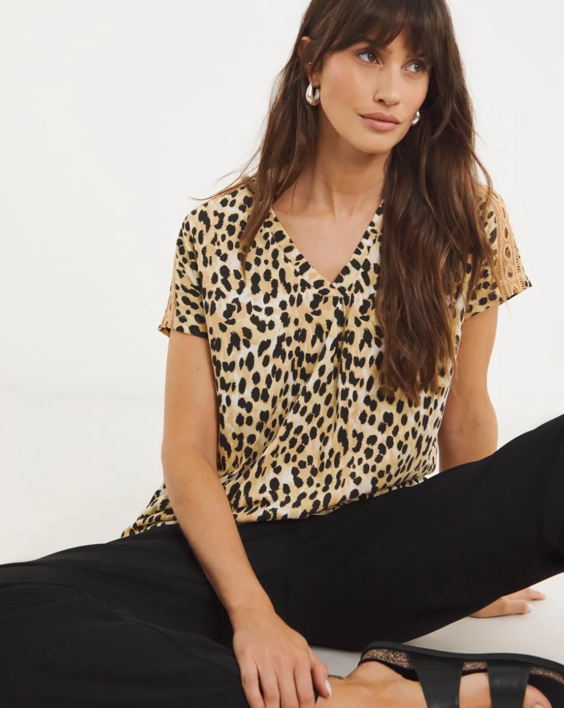 Leopard Longline Trim Top