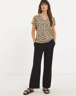 Leopard Longline Trim Top