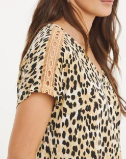 Leopard Longline Trim Top