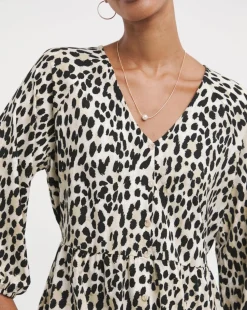 Leopard Print Button Front Longline Top