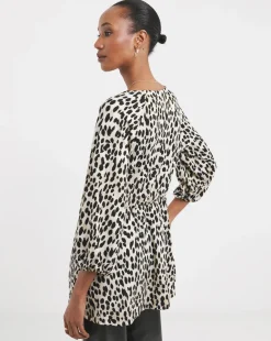 Leopard Print Button Front Longline Top
