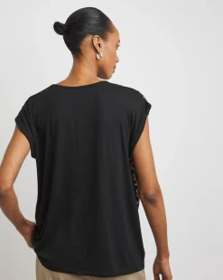 Leopard Print Satin Front Jersey Back Top