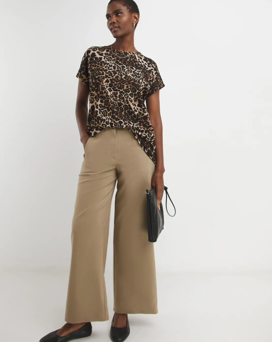 Leopard Print Textured Longline Top