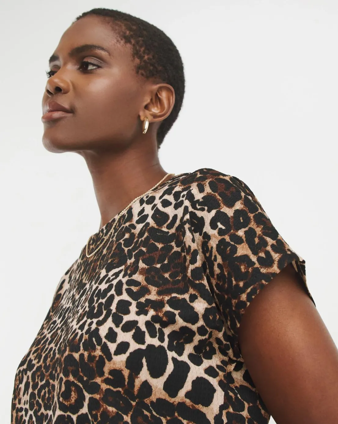 Leopard Print Textured Longline Top