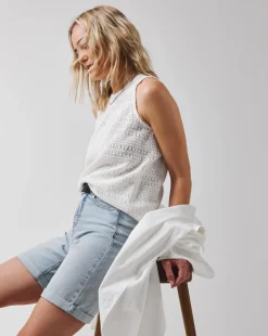 Light Blue 24/7 Knee Denim Shorts