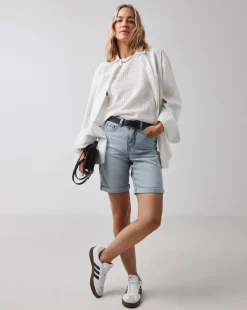 Light Blue 24/7 Knee Denim Shorts