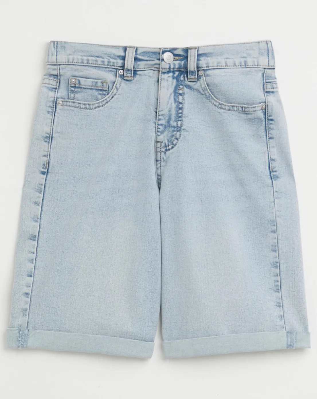 Light Blue 24/7 Knee Denim Shorts