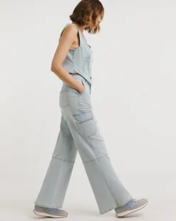 Light Blue Cargo Wide Leg Jeans