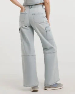Light Blue Cargo Wide Leg Jeans