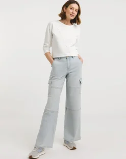 Light Blue Cargo Wide Leg Jeans