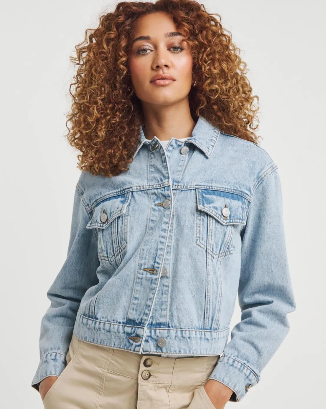 Light Blue Cropped Denim Jacket