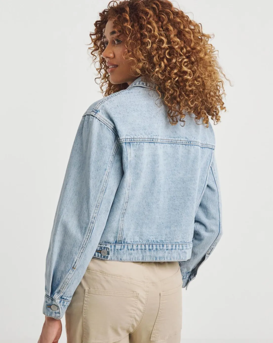 Light Blue Cropped Denim Jacket