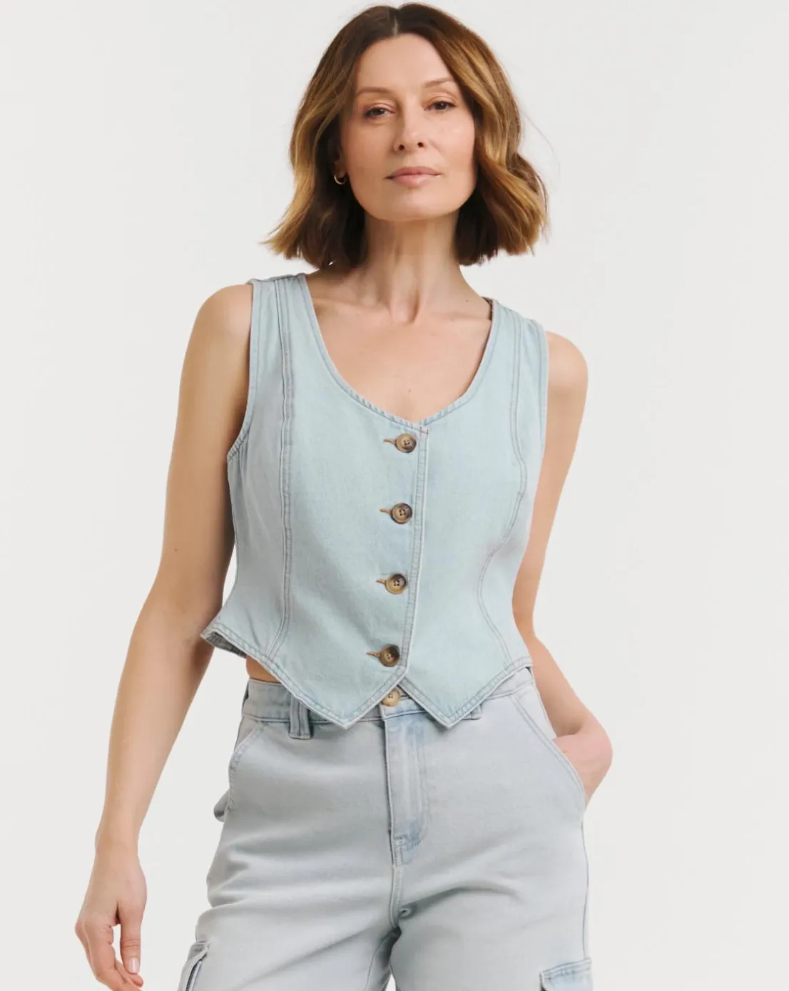 Light Blue Denim Waistcoat