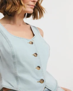 Light Blue Denim Waistcoat